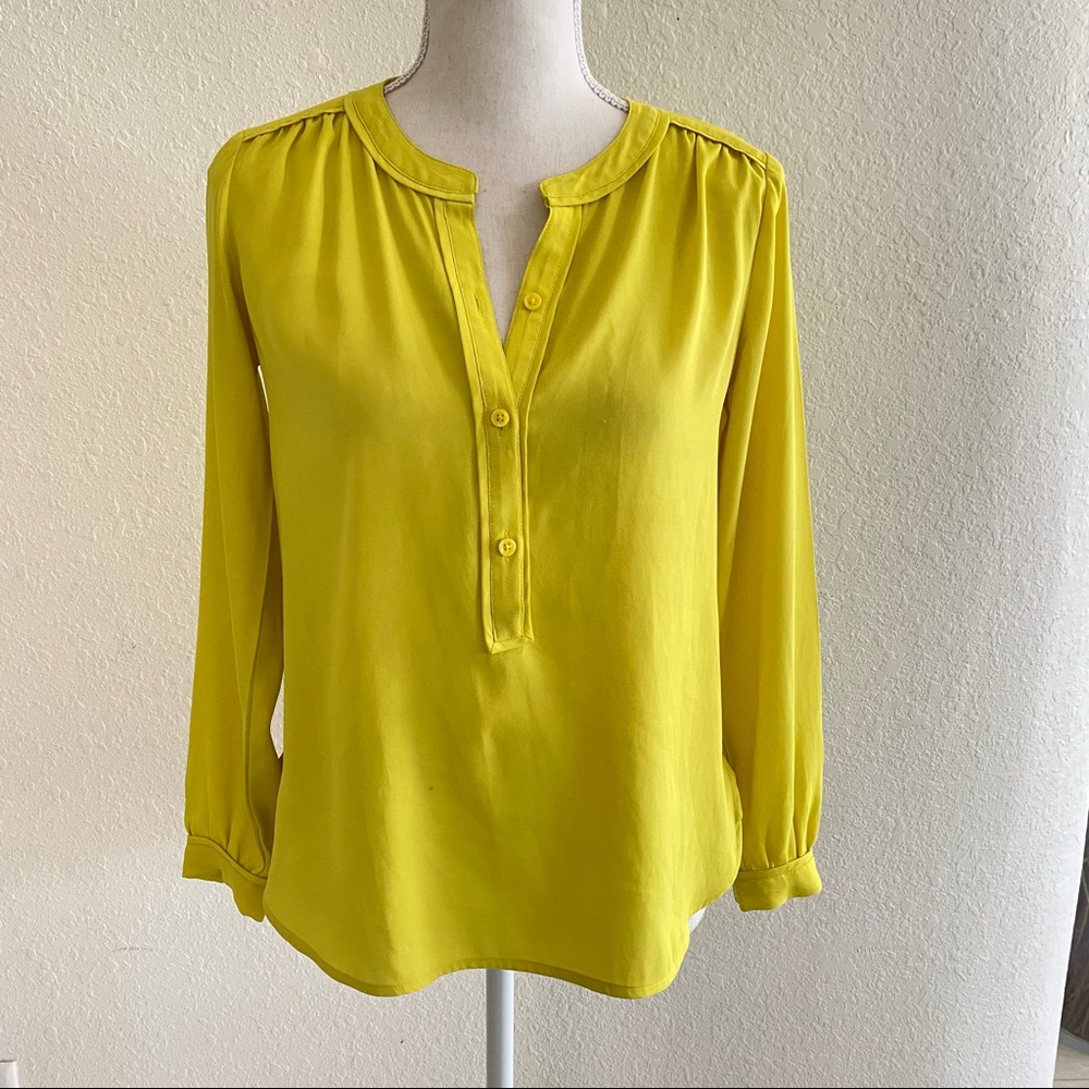 Loft Neon Yellow Long Sleeve Blouse Size XXS